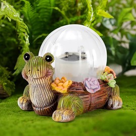 Vasesun Solar Mini Turtle Garden Statue Lights for Outdoor Decor with Cracked Glass LED Figurine Lighting Resin Succulent Tortoise Decorations for Patio Lawn Yard Home Housewarming Mom Wowen Gifts