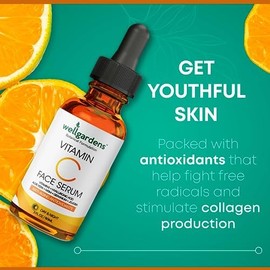 Sérum Facial 100 De Vitamina C Pura - Sérum Facial Antiedad - Sérum Facial Con Vitamina C, Vitamina E, Ácido Hialurónico Y Mezcla Botánica - Sérum