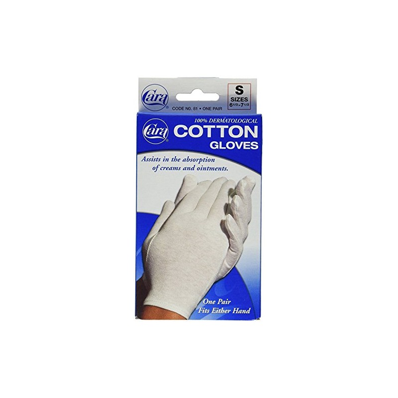 Cara 100% Dermatological Cotton Gloves Small 1 Pair (Pack of