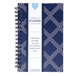 Daily Planner- Roadmap with a Daily Agenda, Top To-do's, Meal and Fitness Plan, and Double To-Do Lists- Undated, 8.5"x5.5" (Navy Diamonds)