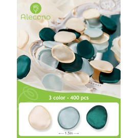 Alecono 𝟰𝟬𝟬𝙋𝙘𝙨 Silk Rose Petals, Green Fake Rose Petals for Wedding Decor, Flower Petals Decrations for Flower Girl Basket Birthday Party Decor