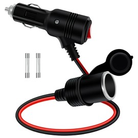 Zigarettenanzünder Verteiler Adapter 12V-24V, 50cm Zigarettenanzünder Verlängerung, Verlängerungskabel mit Schalter und Sicherung, Hochwertige Buchse für Auto, Motorrad, LKW, Wohnmobil
