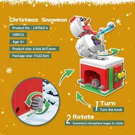 Christmas Building Blocks Sets Rotating Snowman Building Sets for Kids 2024 Christmas Building Kits Small Xmas Building Brick Toys Gifts for Adults Teens Kids Girls Boys Ages 6+(135PCS Small Size)