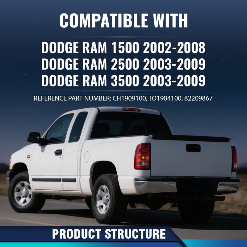 Tailgate Molding Spoiler Cap Fit Dodge Ram 1500 2500 3500