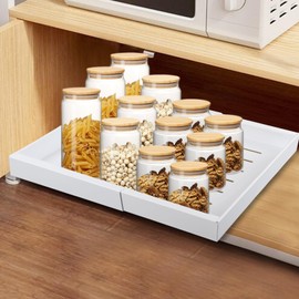 Qivine Slide Out Drawers for Kitchen Cabinets, Adjustable Under Kitchen Sink Organizer Expandable, Cabinet Pull Out Shelves for Bathroom, Cabinet Drawers Slide Out for Organizing (White)