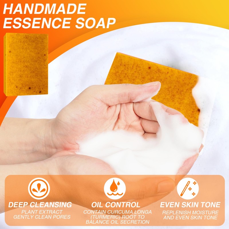 Asheyya 3 Pcs Kojic Acid Soap, Handmade Organic Lemon Turmeric