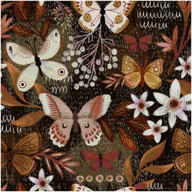 Luvdecor Dark Floral Wallpaper Removable Butterfly Vintage Floral Peel and Stick Wallpaper for Bathroom Boho Renter Friendly Wallpapers Flower Contact Paper Home Decor 17.5 x 118 in