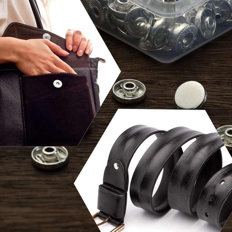 50 Sets Snap Kits, Leather Snap Buttons, 10mm Metal Buttons,