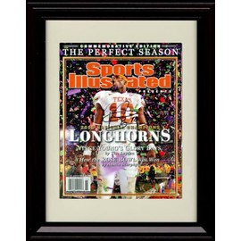 Framed Vince Young - 2005 National Champions Texas Football Commemorative - SI Autograph Promo Print (Black Cherry, 8x10)
