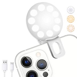 Mini Ring Light, Upgraded Sansent Small Clip On Ring Light, Portable LED Light for Phone, 3 Color Lighting Modes and Adjustable Brightness Selfie Light, Tool for Tiktok Stuff, Photos (4*6cm)