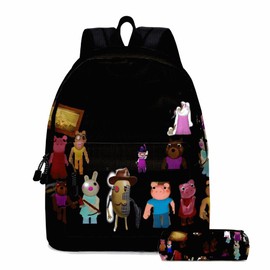 2Pcs Kid Bookbags Set Cartoon Game Backpack with Pencil Case for School Outdoor Travel Camping Picnic Birthday Christmas Gift