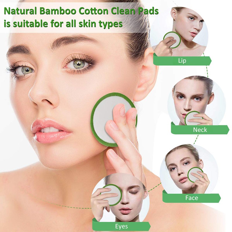 20 Pcs Reusable Makeup Remover Pads Bamboo Washable Cotton Rounds