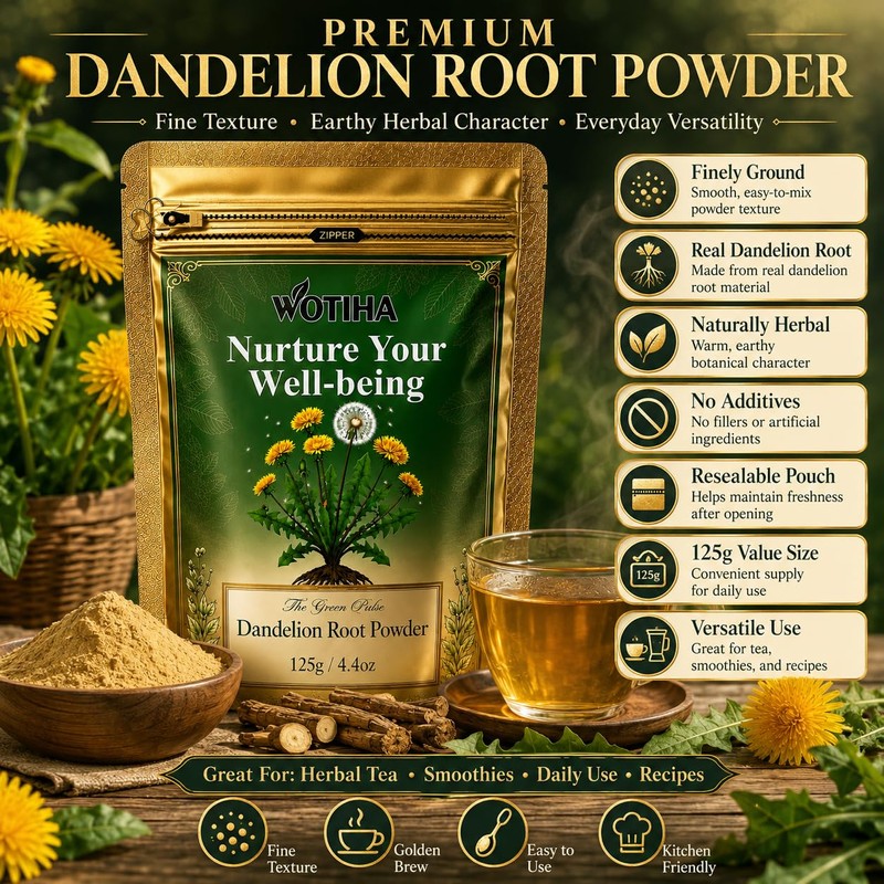 WOTIHA Dandelion Root Powder 4.4oz (125g) - 100% Natural &