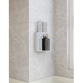 Kitidy Wall-mounted Rust Resistant Utensil Rack, Stainless Steel, 4in x 2in x 5in, Holds 20 forks and spoons or 35 pairs of chopsticks