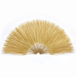 Serwalin 60Pcs Gold Pampas Grass Decor, 17.7" Faux Pampas Grass, Artificial Short Pompas Grass Branches Fluffy Plant Vase Filler Boho Decoration for Home Wedding Party