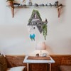 FM Moon Phase Triangle Shelf with Hooks - Rustic Moon