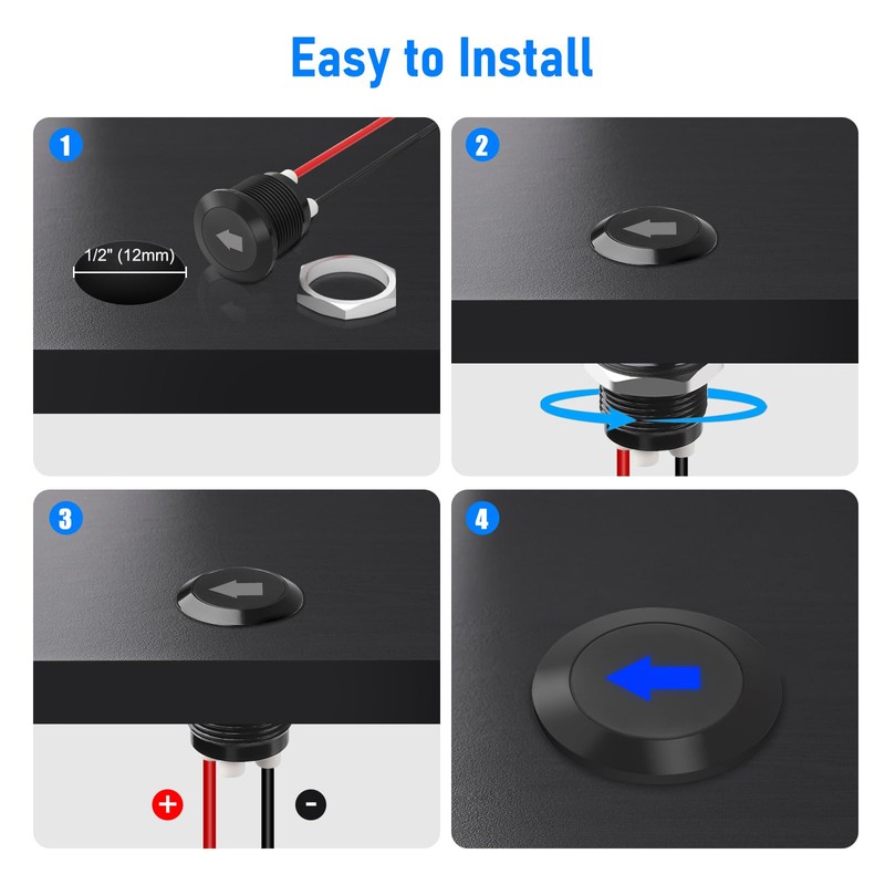 Linkstyle 2PCS 12V LED Indicator Light, 1/2" Panel Cutout Signal