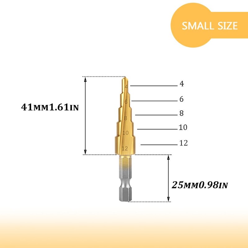 Ruidee 3Pcs Step Bits Set HSS Step Cone Drill Bit