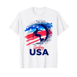 Mens Surfing USA Support the Team Shirt USA Flag Surf Lover T-Shirt