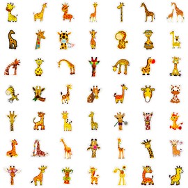 50Pcs Giraffe Stickers, Water Bottle Stickers Vinyl Stickers Waterproof, Cute Stickers Pack for Laptop Luggage Skateboard Party Classroom Decor