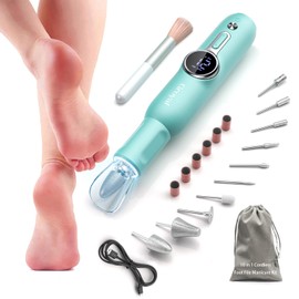 Electric Foot Callus Remover for Feet Scrubber Dead Skin, Cordless Foot File, Professional Pedicure Tool with Nail Drill Kits for Men Women Dead Dry Crack Skin Calluses Foot Grinder-Green