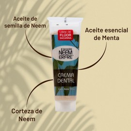 Crema Dental Natural LIBRE DE FLUOR Artesanal de Corteza de Neem-Sin Fluor, Gluten, Sulfatos (SLS), Parabenos, Petrolatos, Triclosan, Azucar| bienestar NEEM ERFRE (Menta, Paq. 5)