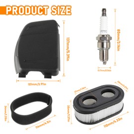HUAREW 593260 Air Filter Lawnmower and 594106 Air Filter Cover with Spark Plug Lawnmower Replacement Parts for Briggs Stratton Engines 625E, 625EXi, 650EXi, 675EXi Series Replaces (4 Pieces)