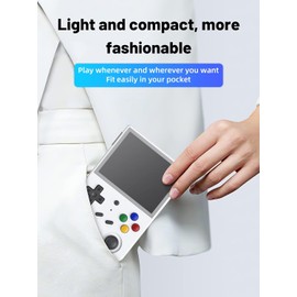 RG353V Handheld Game Console 3.5-Inches Display Dual OS Android 11, Linux System, RK3566 Chip Built-in 16G + 64G TF Card (White)