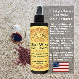 Red Wine Stain Remover Spray Cleaner 8oz | For Clothes, Carpet, Tablecloth, Fabric, Upholstery, Laundry | Fast, On-the-Go Wine Spot Treatment