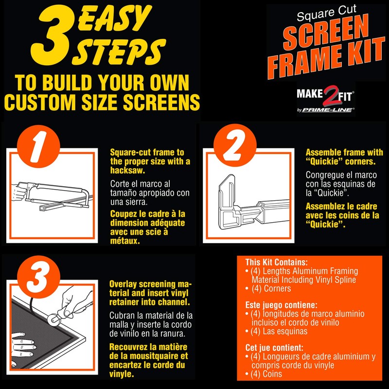 Prime-Line PL 7806 Aluminum Screen Frame Kit, 5/16 inch x