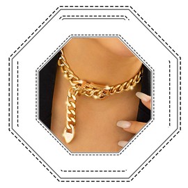 Jovono Chunky Choker Necklaces Gold Thick Belt Pendant Chain Necklace for Women, One size, /, No Gemstone