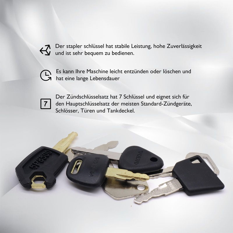 HiSport 7 Piece Equipment Key Set Compatible with Various Excavators,