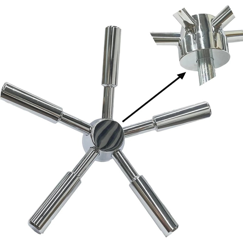 MOUNT 5 Spoke Gun Safe Handle Chrome Heavy-Duty Handle Gun