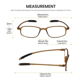 Calabria TR191 Flexie Sport Reading Glasses +1.00 Cream Soda Brown 3 PACK Unisex