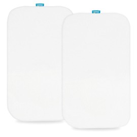 Biloban Bassinet Fitted Sheets Fit for Most Bedside Sleeper Bassinet, (35"x21"), Jersey Knit Cotton, Breathable, 2 Pack, White