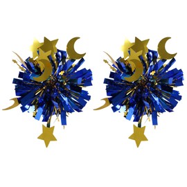 Ramadan Metallic Cheer Pom Pom Hair Clip Barrettes for Girls Women – Glitter Gold Blue Moon Star Hairpins,Ramadan Mubarak Decoration Accessories, Party Favor Gift for Kids