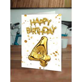 Brainbox Candy - 4th Birthday Card - Age 4 - Beautiful White Gold Foil Effect Age Card - Birthday Cards For Boys Girls Children - Kids Age Cards