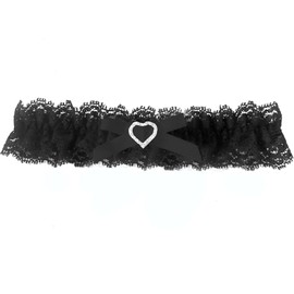 LeJulyeekay Womens garters Wedding Garters for Bride with Bow Party Prom Leg Lace Black Garter (1-black a)