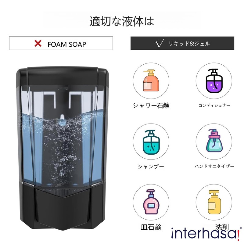 Interhasa! Soap Dispenser Manual Press Hand Soap Dispenser Wall Mounted