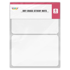 SVNOOC trocken löschen klebrige Notizen, Trocken Abwischbare Etiketten Aufkleber, nicht druckbar, leere Etiketten, wiederverwendbare Haftnotizen, 10x15cm (Weiß -6stück)) (10x15 cm)