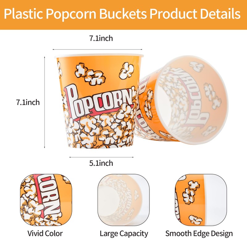 Recipientes de plástico para palomitas de maíz de estilo retro