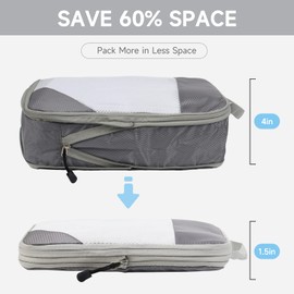 SYCARON 6 Piece Compression Packing Cubes for Travel, Travel Packing Cubes Organizers Bags Luggage Organizer for Carry on Clothing Bag, Grey