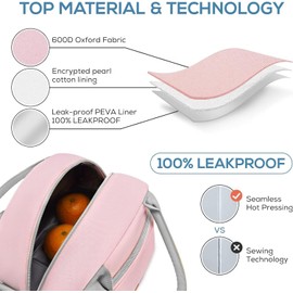 Bolsa del Almuerzo,Lonchera termica para mujer Hombre,Bolsa de almuerzo con aislamiento de gran capacidad tela Oxford A Prueba de Goteo, para Picnic,oficina,Camping (rosa)