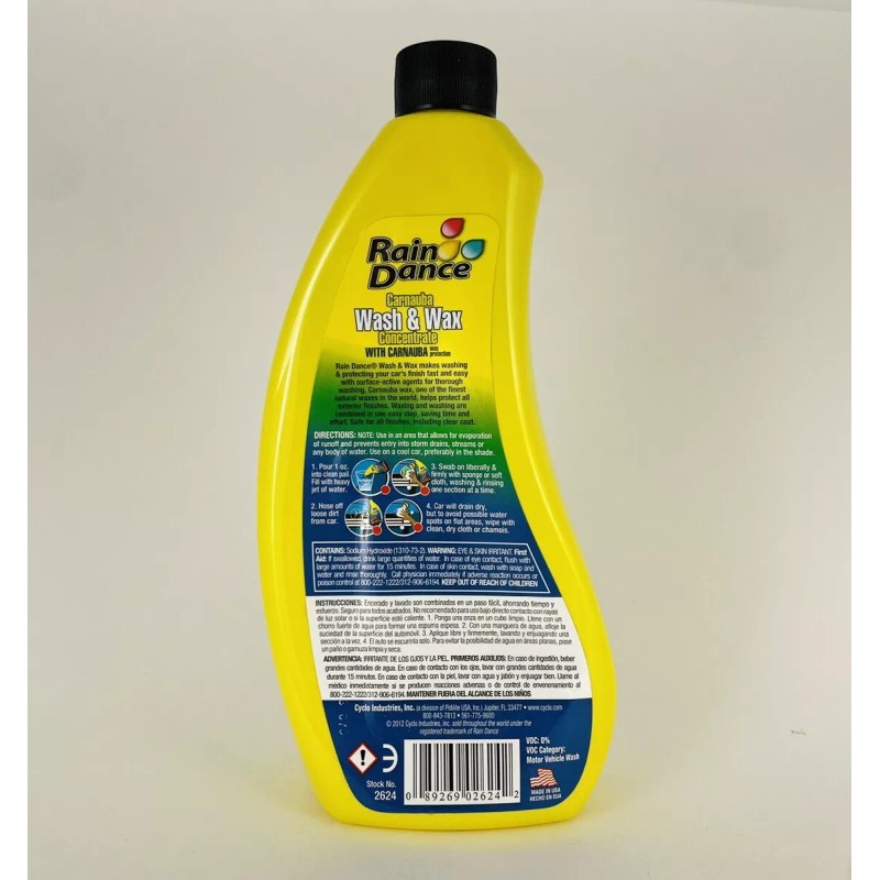 Rain Dance Caranuba Car Wash and Wax Concentrate, 22 Fl