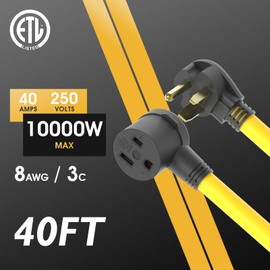 TOOLIOM 6-50P to 6-50R Welder Extension Cord 40FT 8AWG Power Extension Cord for Welding Machines with ETL Approved