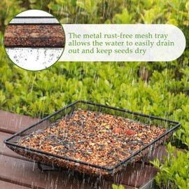 Small Bird Feeder - Outdoor Bird Feeders Ground Tray,Metal Mesh Bowl Feeding Supplies Station, Pet Supplies for Bunny Crow Blue Jay Squirrel Garden Decor Outside