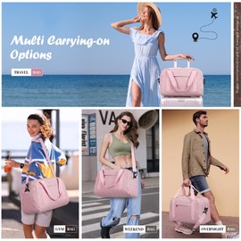 FIORETTO for Ryanair Cabin Bags 40x20x25, Travel Underseat Hand Luggage Bag with Removable Wet Pocket, Carry on Weekend Overnight Holdall Bag with 5 Compartments for Women & Men 20L Pink