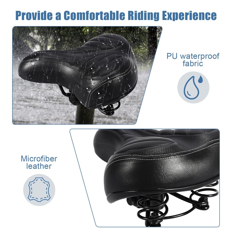 Comfortable Bicycle Saddle, Ergonomic Gel Saddle with Double Suspension Ball
