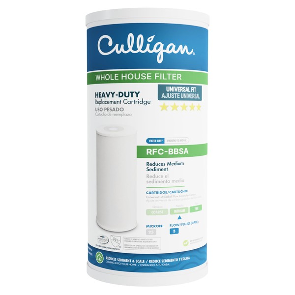 Culligan RFC-BBSA 25 Micron Whole House Water Filter for Sediment, 10" x 4.5" Compatible Replacement for FXHTC, W50PEHD, GXWH40L, GXWH35F, GNWH38S, WFHD13001 (Pack of 1)
