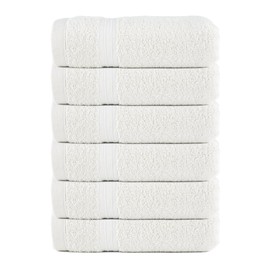 Textila Hand Towels - 16x28 Inch 100% Cotton, Super Soft, Highly Absorbent & Lightweight - Perfect for Everyday Use, Spa & Gym (Ivory - Pack of 6)